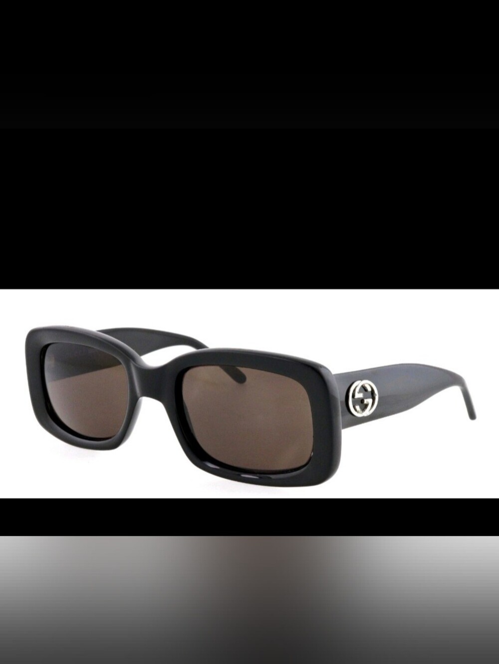 Gucci Rectangular Black Sunglasses with Black Lenses